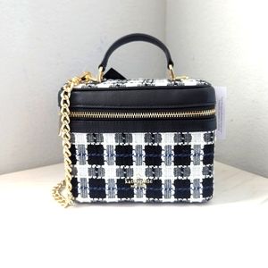 Kate Spade Carey Tweed Top Handle Trunk Crossbody Black Multi